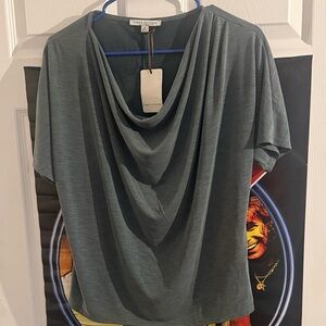 Green Envelope Women's Drape Neck Blouse - Dark Green